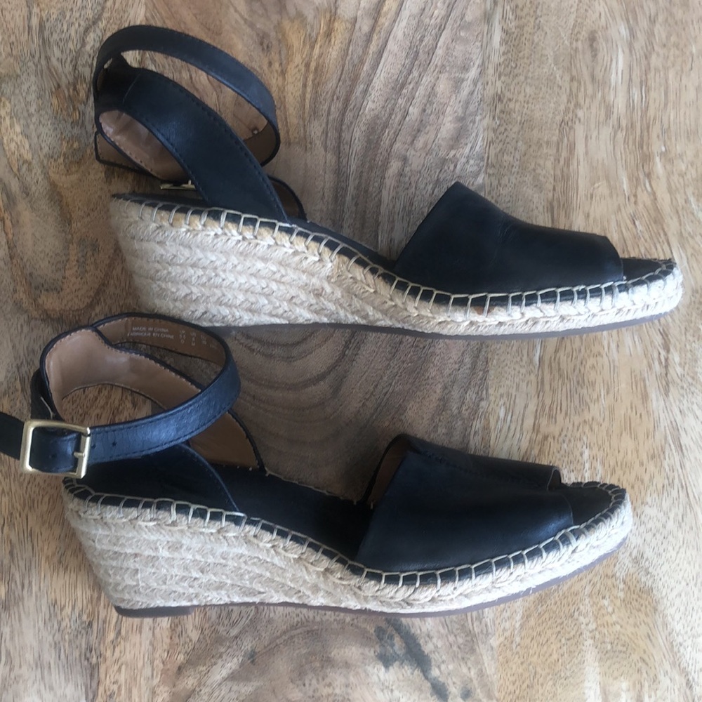 Clarks Petrina Selma Black Sandals Wedges Espadrilles